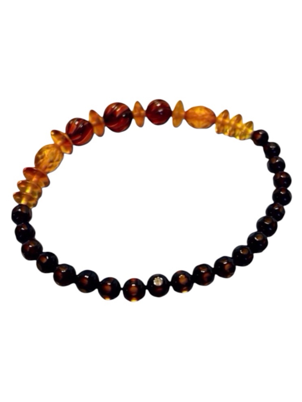Amber Colored Beaded Stretch Bracelet.